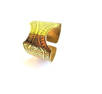 African Brass Engraved Medium Sized Open Ended Cuff Bracelets