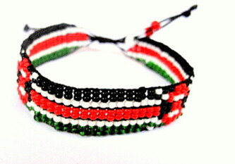 African Beaded Kenyan Flag  Bracelets with Adjustable Knotted Ends that are Adjusted as to your Wrist Size